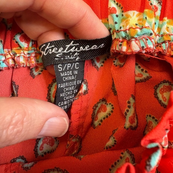 Streetwear Society High Waist Elastic Pull On Boho Red Yellow Shorts women's S - Picture 2 of 7